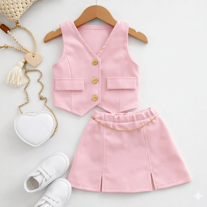 Conjunto Alfaiataria Infantil Colete e Short Saia