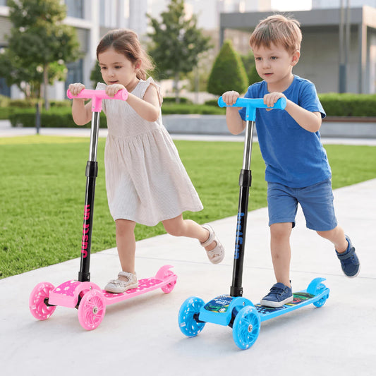 Patinete infantil dobrável rosa e azul