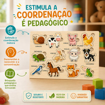 Quebra-cabeça pedagógico de animais para crianças
