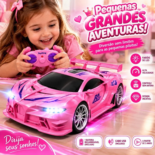 Carrinho de controle remoto rosa recarregável