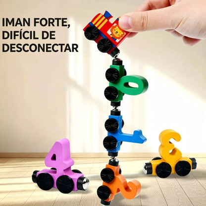 Trem Magnético de Madeira com Números 0-10 - Brinquedo Educativo Montessori para Aprender Contar, Cores e Matemática