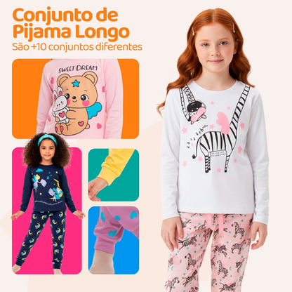 Kit 2 Pijamas Infantis Menina Manga Longa 100% Algodão - foto 8