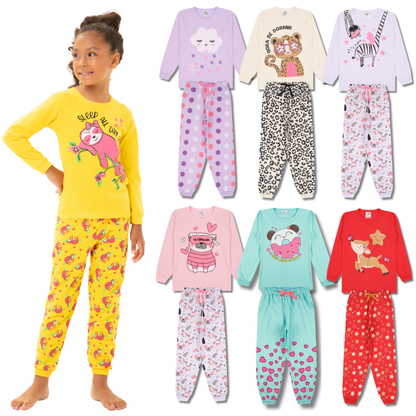 Kit 2 Pijamas Infantis Menina Manga Longa 100% Algodão - foto 14