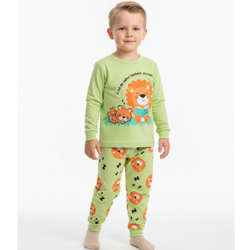 Pijama Infantil Menino Manga Longa com Calça 100% Algodão - foto 24