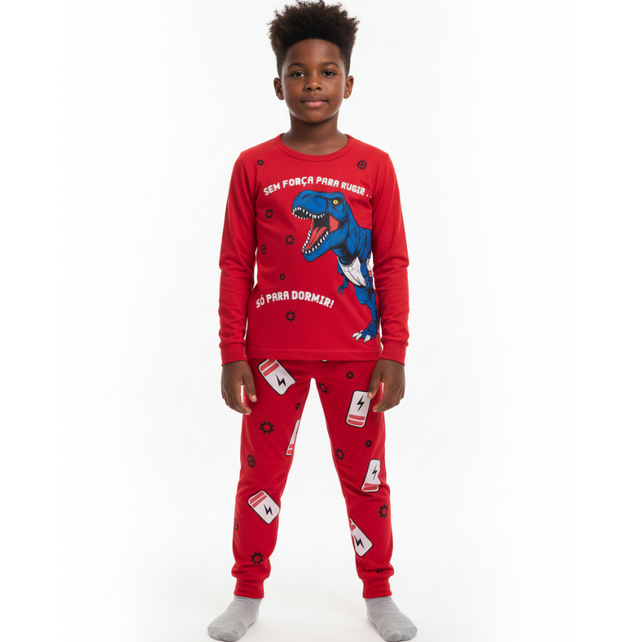 Pijama Infantil Menino Manga Longa com Calça 100% Algodão - foto 29