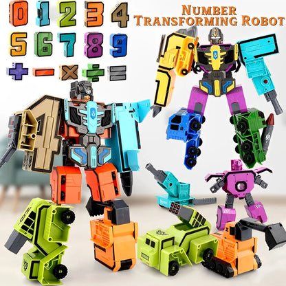 10 Números 0-9 Transformers Digital Robot Deformação Ação Brinquedos para Crianças