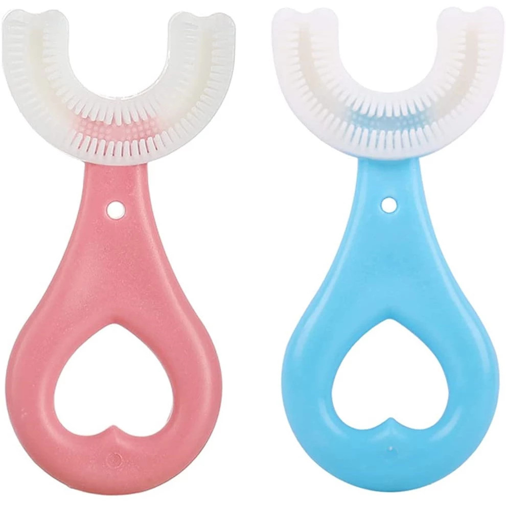 Escova Infantil Formato U 360° De Silicone Ultra Macia Para Higiene Bucal Segura e Confortável Para Bebês e Crianças