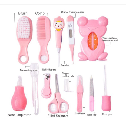 Kit 13 Higiene Cuidado Bebê Recém Nascido Essencial 13 Peças Cuidados Com O Bebê Recém Cortador Escova Cabelo Unha Pente