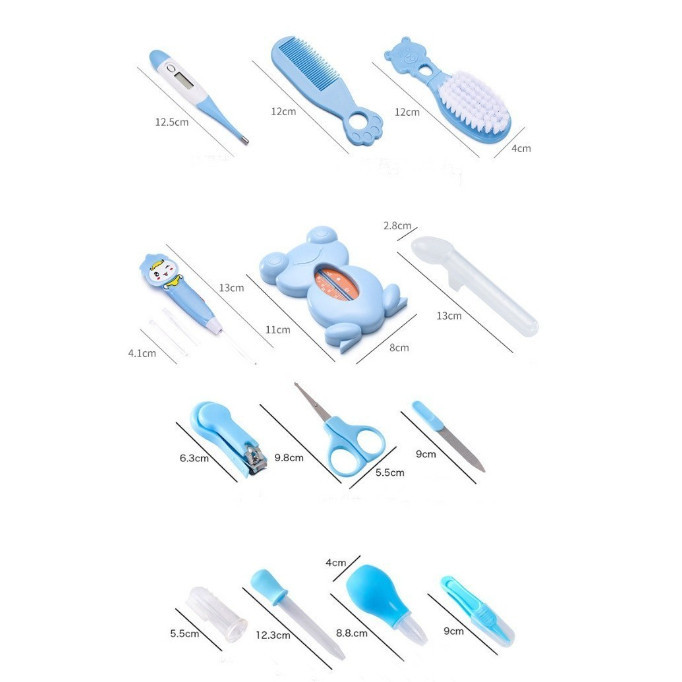 Kit 13 Higiene Cuidado Bebê Recém Nascido Essencial 13 Peças Cuidados Com O Bebê Recém Cortador Escova Cabelo Unha Pente