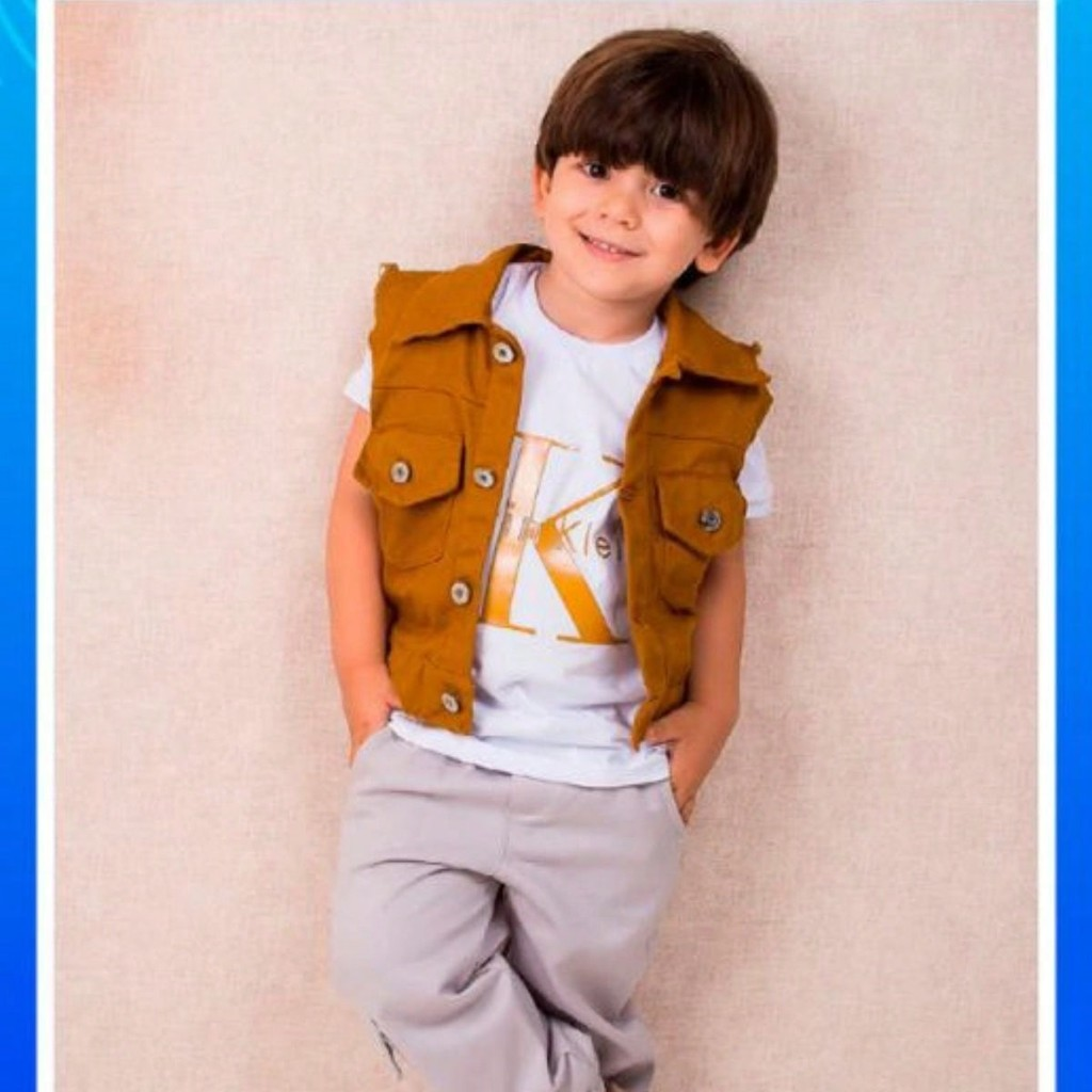 Conjunto Trio para Meninos - Calça, Camiseta e Colete Estilo Moderno (2 a 8 Anos)