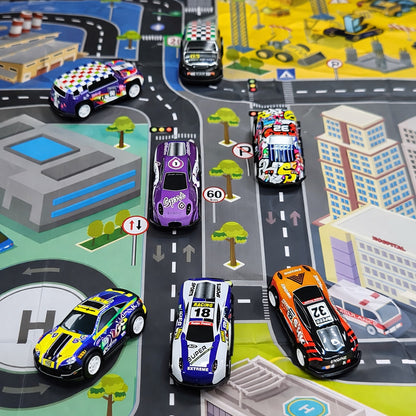 Kit 48 Carrinhos De Metal Fricção Brinquedo Menino Maleta Pista Presente